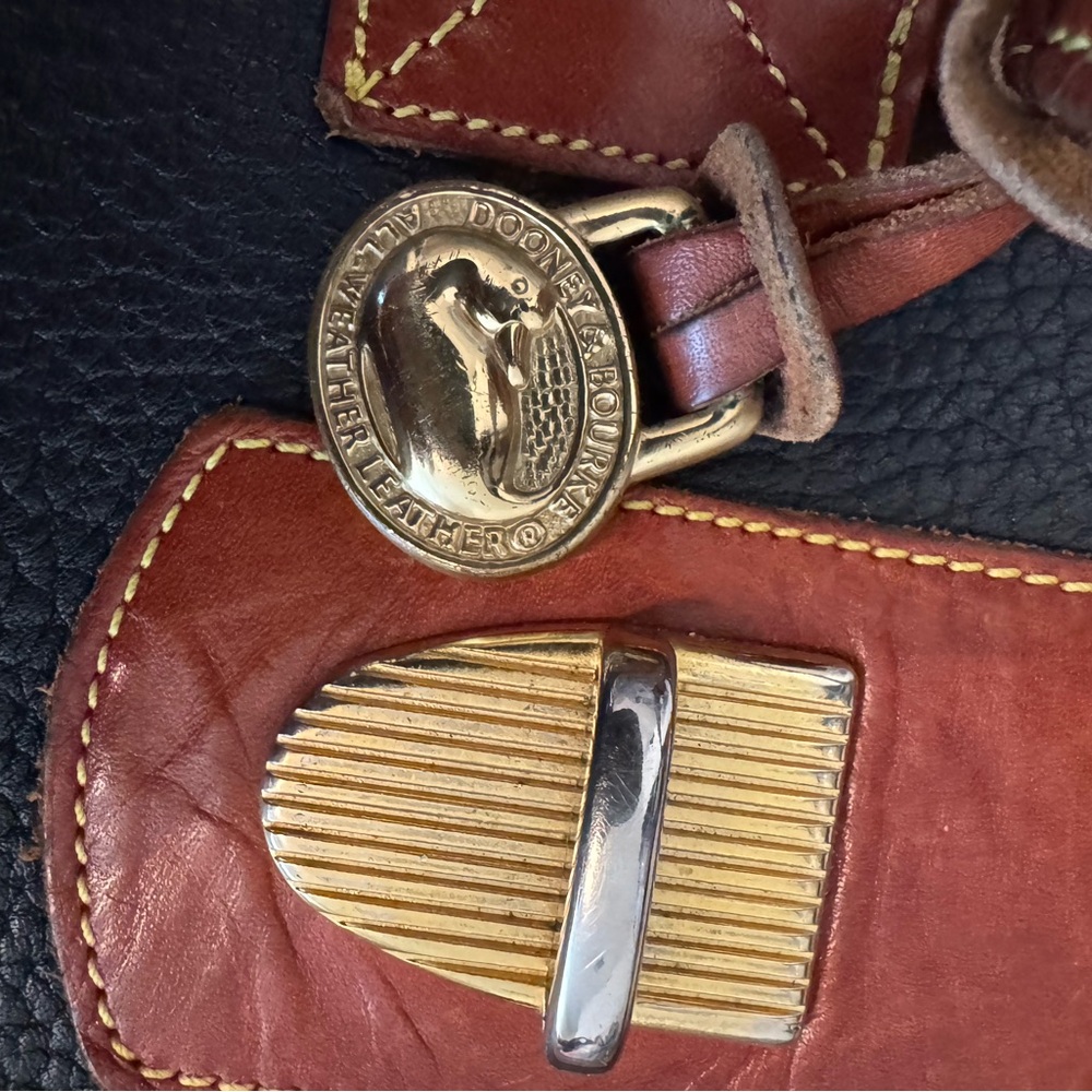 Dooney & Bourke Vintage 1980s Shopper Tote Bucket Bag Brown Canvas & Leather - Picture 7 of 12